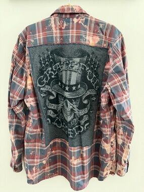 Empty Hanger Custom Upcycle Grateful Dead Bleached Plaid Flannel
Top Large